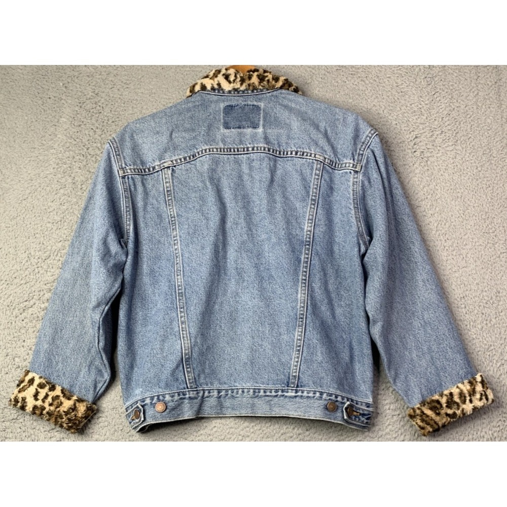 Reformation Levis Denim Jacket Womens Size Medium Collar and Cuffs Animal Print - Picture 7 of 16